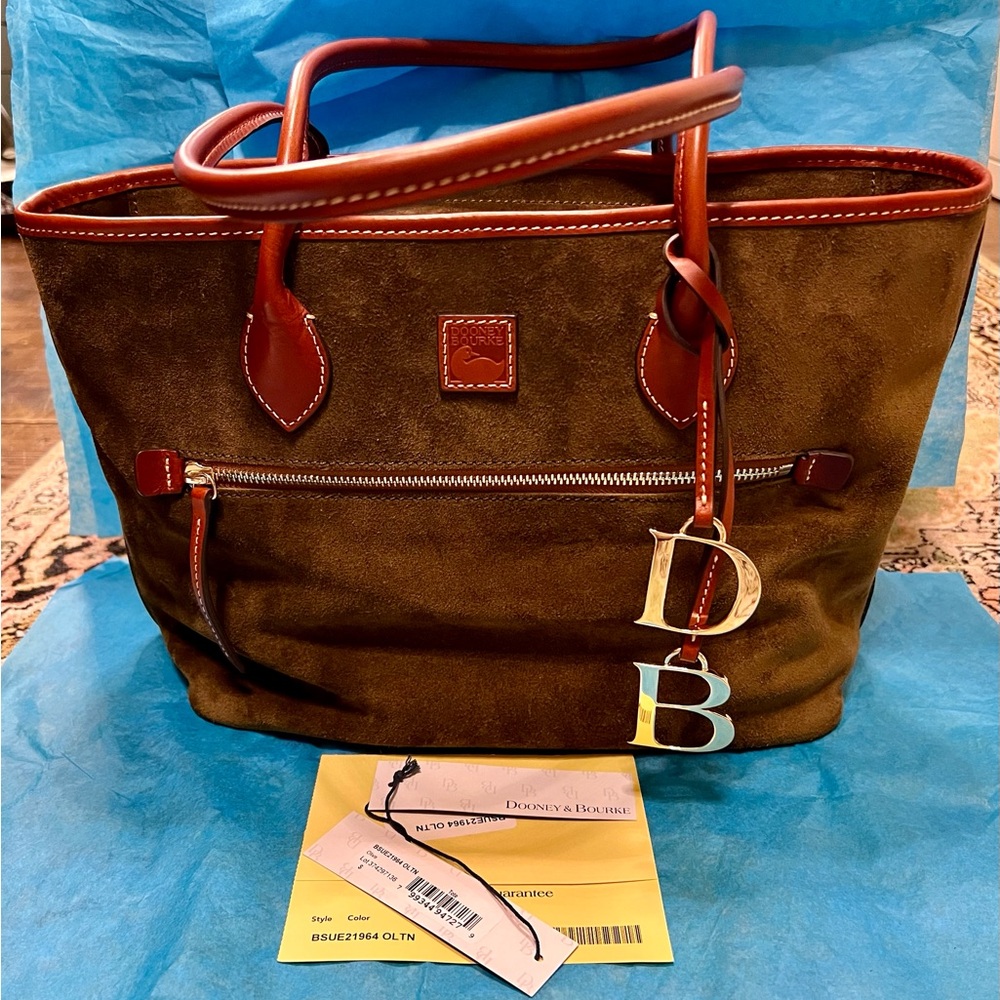 DOONEY & BOURKE OLIVE SUEDE TOTE BAG PURSE PERFECT WITH TAGS SO BEAUTIFUL!!